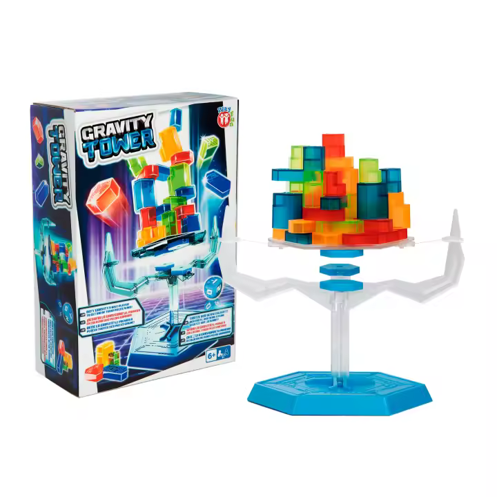PLAY FUN BY IMC TOYS Gravity Tower, Juego de construcción de Torre con piezas sobre una Base flotante e inestable por Efecto de gravedad, Juego de estrategia y habilidad para niños y niñas +6 Años - 1
