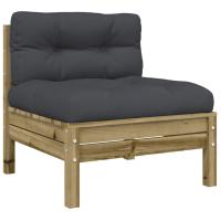 vidaXL Sofá jardín sin reposabrazos con cojines madera pino impregnada Marrón pino, Douglas natural, Impregnado natural Conjunto Terraza Muebles Jardín Exterior Juego de Muebles de jardín Mueble Jardín Exterior Muebles de Salon Exterior - details 0