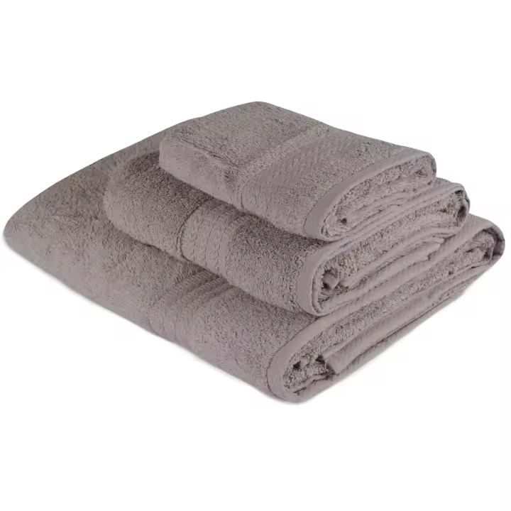 Wellhome Juego de Toallas Gris 3 Piezas 100% Algodón 500 Gr/m² - Suave y Absorbente - 1