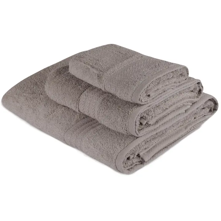 Wellhome Juego de Toallas Gris 3 Piezas 100% Algodón 500 Gr/m² - Suave y Absorbente - 1