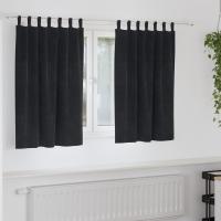 Cortinas Blackout vidaXL con bucles de colgar 2 piezas de terciopelo negro - details 0