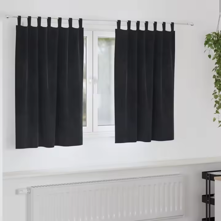 Cortinas Blackout vidaXL con bucles de colgar 2 piezas de terciopelo negro - 1