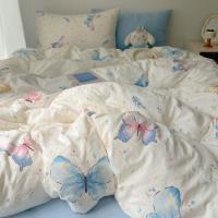 Bed Linen Butterflies 135 x 200 cm 2-Piece Girls Colourful Butterfly Flowers Bedding Sets Soft Washed Microfibre Duvet Cover with Pillowcase 80 x 80 cm Zip - details 0