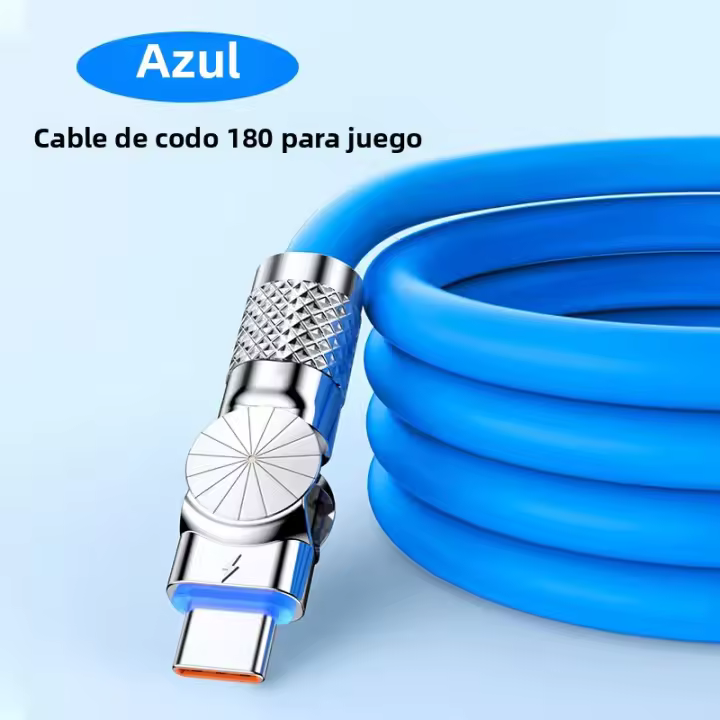 Cable De Carga rápida USB Tipo C 100W 6A Codeado 180 ° Rotacional Para El Coche Samsung S23 Xiaomi Huawei Cordón De Datos USB C - 1