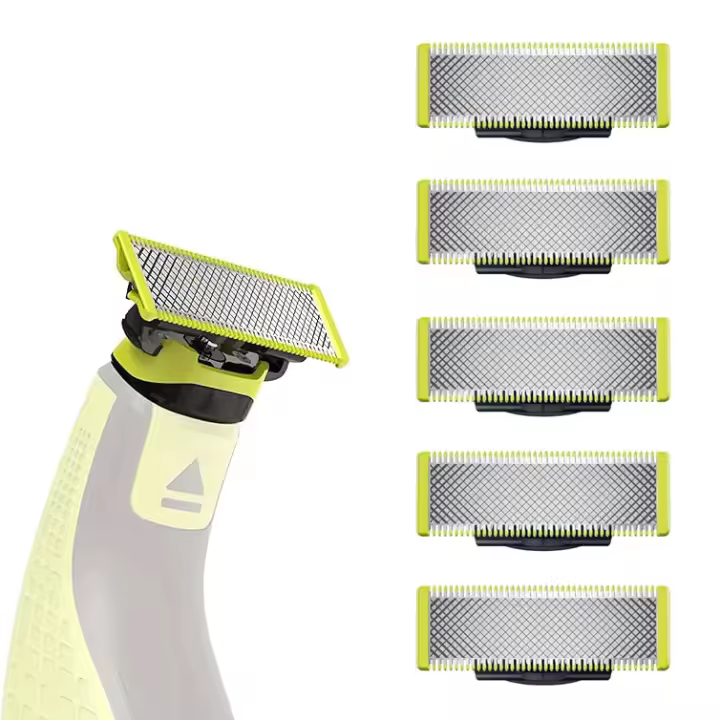 Cabezal de afeitadora de 5 piezas para Oneblade, cuchilla de repuesto para cortadora de barba, QP2520/QP2530/QP2630/QP6510/QP6520/QP2523，Cabezal de afeitadora Oneblade 5 cuchillas de repuesto para cortadora de barba - 1
