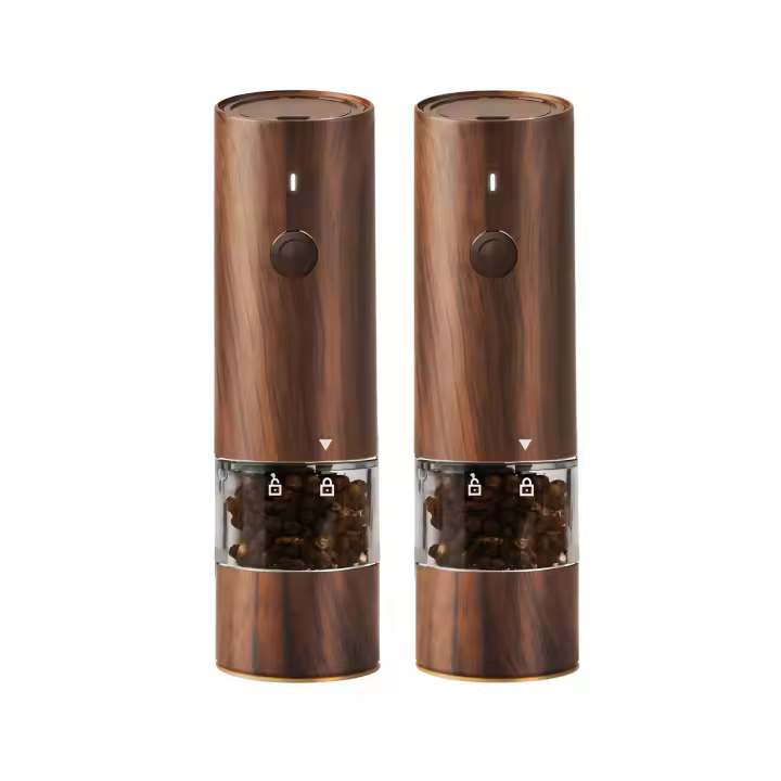Juego de Molinillos de Pimienta y Sales Eléctricos, Molinillos de Pimienta automáticos recargables type C de 2 piezas, molinillo automático de una mano with Luz LED, grosor ajustable - 1