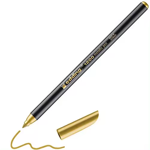 edding 1200 rotulador de color metalico - oro - x1 - punta redondeada 1-3 mm - para escribir, dibujar y esbozar - libros de visitas, fabricaciÃ³n de tarjetas, artesanÃ­as de bricolaje y scrapbooking - 1