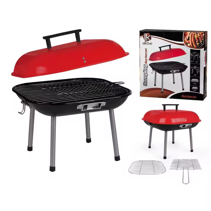 Barbacoa metal 36x36 con tapa y  pie - 1