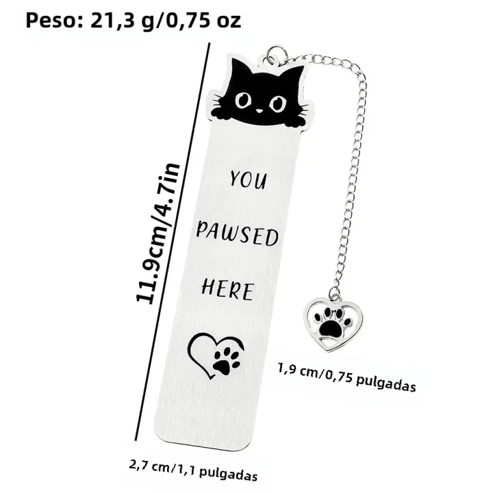 Marcador De Libro De Acero Inoxidable Para Mascotas Gato Lindo Regalo Para Amantes De Los Libros Diseño Geométrico Para Hombres Y Mujeres - 1