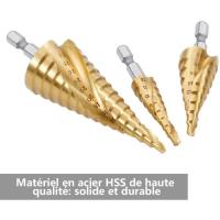 Broca escalada NetBoat HSS de 3 piezas, Maple inoxidable, 4-12/20/32mm, Titanium, conica triangular, con vástago hexagonal - details 0