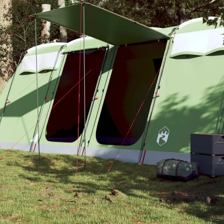 vidaXL Tienda de campaña familiar túnel 10 personas impermeable verde - 1
