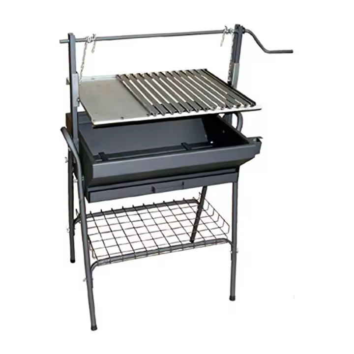 Orework Barbacoa Brava de Carbón y Leña con Placa de Cocción y Parrilla de Acero Inoxidable 2 en 1 - 80x50x115 Cm - 1