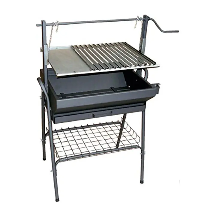 Orework Barbacoa Brava de Carbón y Leña con Placa de Cocción y Parrilla de Acero Inoxidable 2 en 1 - 80x50x115 Cm - 1