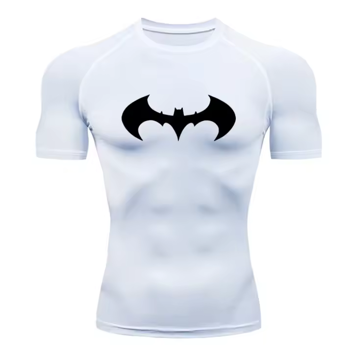 Camiseta De Compresión Para Hombre Con Estampado De Murciélago Secado Rápido Tejido De Poliéster Y Spandex Para Gimnasio Fitness Running Y Ejercicio Muscular Manga Corta Deporte Casual - 1