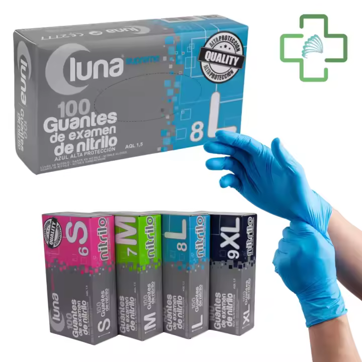 DEPALMERA Pharma✮ Guantes de Nitrilo,color azul, alta densidad 5,5g, para Sector Sanitario, centros de Estética, Fisioterapia, Podología, clínica Dental, Tatuadores, talleres de Automoción,Limpieza ,cualquier trabajo,Alta Protección y la máxima seguridad - 1