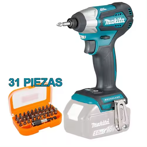 MAKITA - Atornillador Impacto MAKITA 4 Polos 155Nm DTD156Z + Juego Puntas - 1