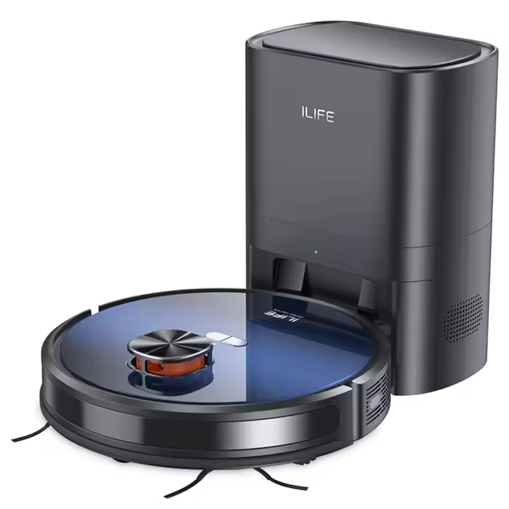 Limpiador de robot ILIFE T10s, aspiradora 2 en 1 y trapeador, estación de vaciado automático, succión de 3000Pa, bolsa de polvo de 2.5L - 1