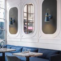 Luz de pared de cuerno de colores, lámpara de pared de metal E27 moderna nórdica, lámpara de pared de latón de estilo industrial para restaurante pasillo dormitorio sala de estar-azul - details 3