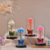 Lámpara De Rosas Artificiales Con LED Galaxia Rosa Y Mariposa Regalo De Navidad Para Bodas Y San Valentín Decoración De Hogar - details 2