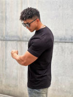 Camiseta Hombre Verano 2023 Cuello V Manga Corta Algodón Fitness Ropa Deportiva Casual Slim Fit Teeshirt Transpirable Secado Rápido - details 4