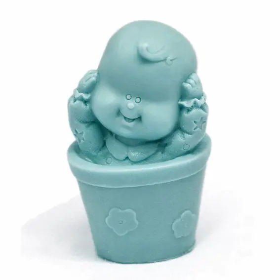Molde de Silicona Detalle Bautizo Bebé en Maceta | Antiadherente y Flexible | Ideal para Jabón | Medidas 3x4x7cm | 70g Jabón | Manualidades Creativas - 1