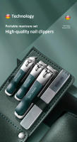 Juego De 4 Tijeras Para Uñas Con Estuche De Cuero Gira Herramientas Profesionales De Pedicura Y Manicura Cuidado Doméstico Regalo - details 0