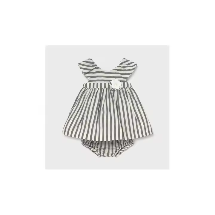 Vestido bebé lino con rayas de Mayoral - 1