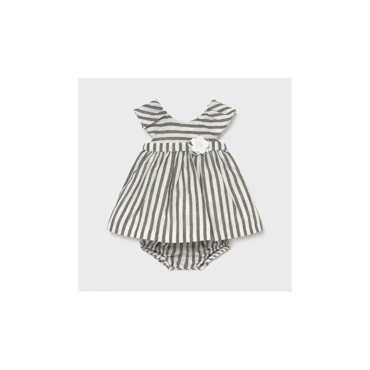 Vestido bebé lino con rayas de Mayoral - 1