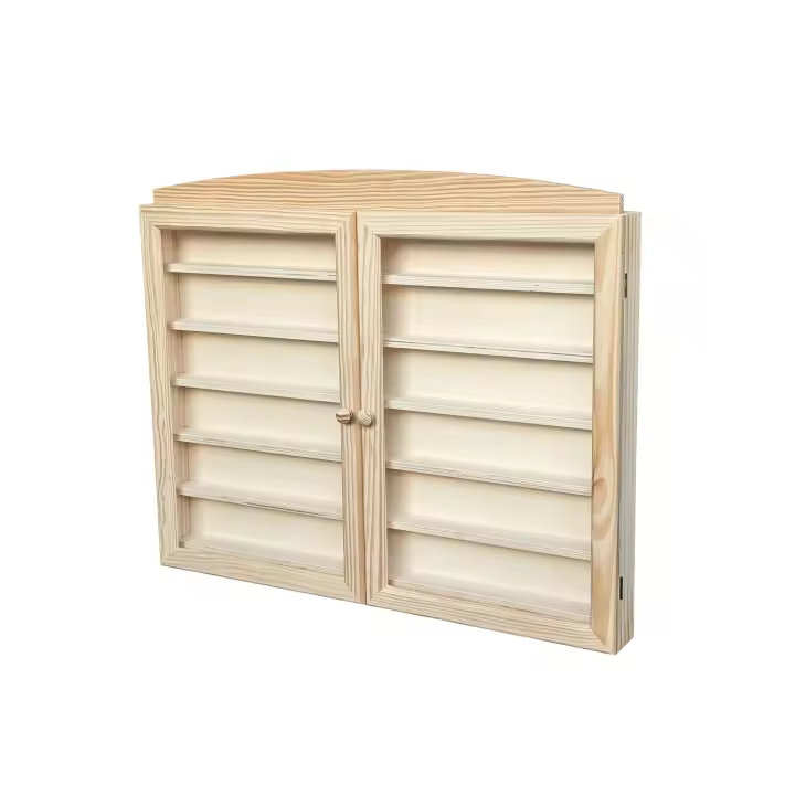 Vitrina Expositora para colecciones. En madera de pino natural. Medidas (ancho/fondo/alto): 64 * 6 * 52.5 cms. Marca: Greca - 1