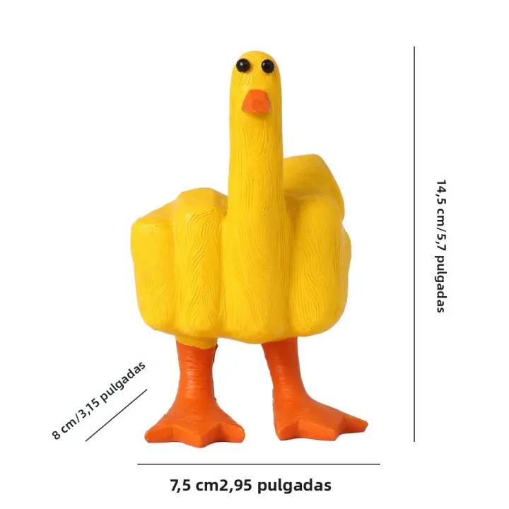 Estatua De Resina Creativa Y Divertida De Pato Pequeño Con Dedo Del Middle Decoración De Escritorio Para El Hogar Y Jardín Adorno Moderno Para Regalo - 1