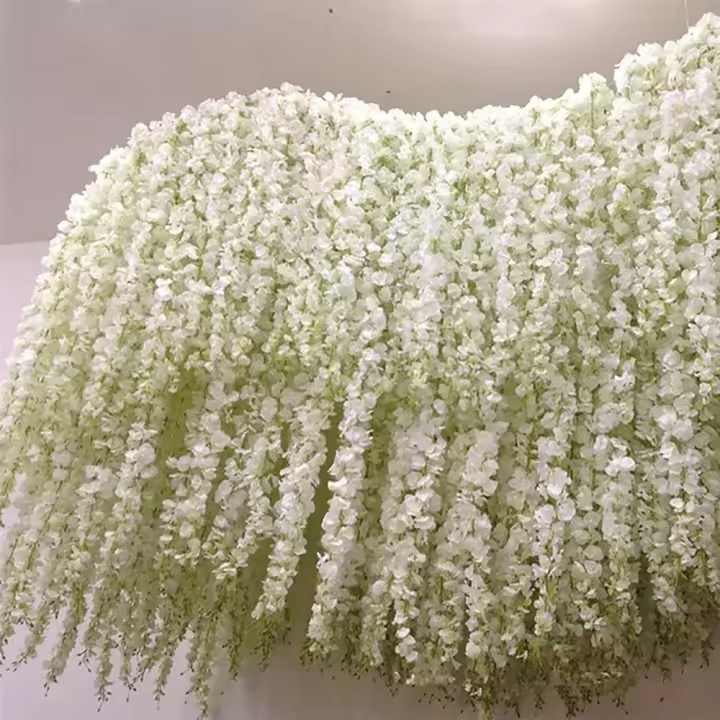 Guirnalda De Flores Artificiales De Lino Wisteria 20/40Pcs Vino Tinto Falso Flor De Seda Para Decoración De Jardín Y Boda - 1