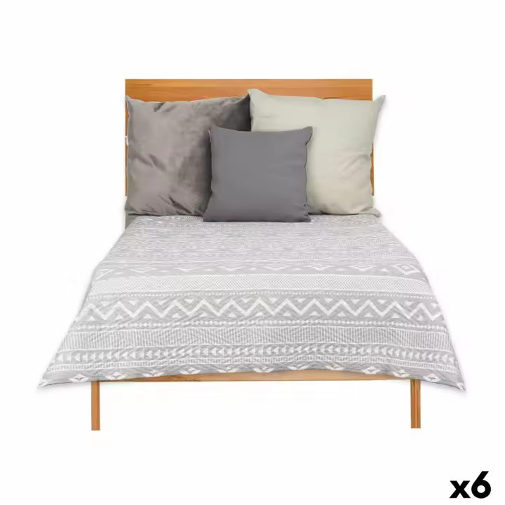Colcha Reversible 240 x 260 cm Blanco Gris (6 Unidades) - 1