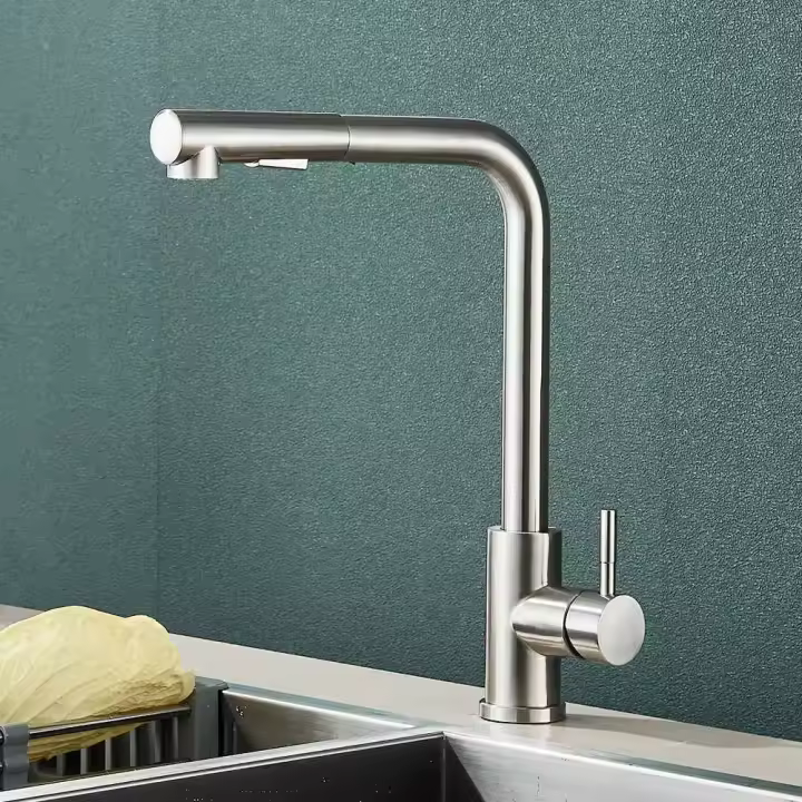 Grifo De Cocina De Acero Inoxidable 304 Con 2 Modos Grifo Moverse Para Fregadero Con Mezclador De Agua Caliente Y Fría Tapón De Spra No Incluido - 1