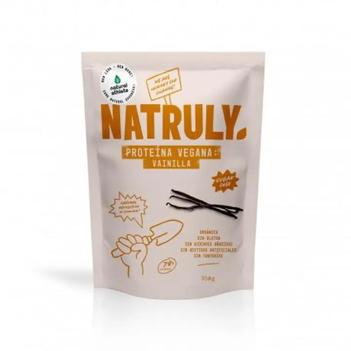 Proteína vegana de Vainilla Bio 75% 350g Natruly - Suplemento saludable y delicioso para una alimentación consciente - 1
