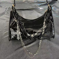 Bolso De Hombro Con Patrón De Cocodrilo Y2K Estilo Punk Oscuro Bolso De Cadena Para Verano Bolso Subcultural Sótano Para Mujer - details 8
