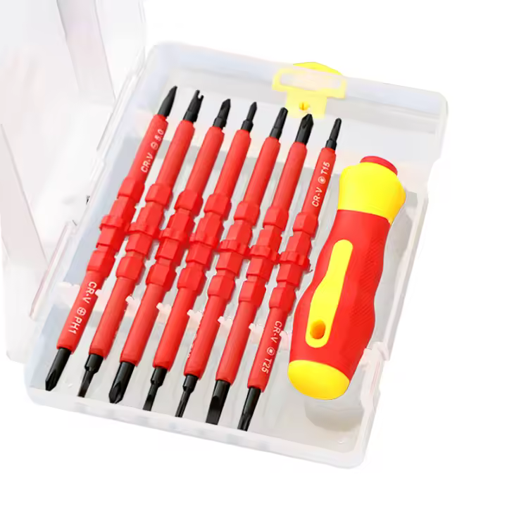 Juego de destornilladores aislados CR-V, juego de brocas magnéticas Phillips ranuradas de doble extremo, herramientas manuales de reparación - 1