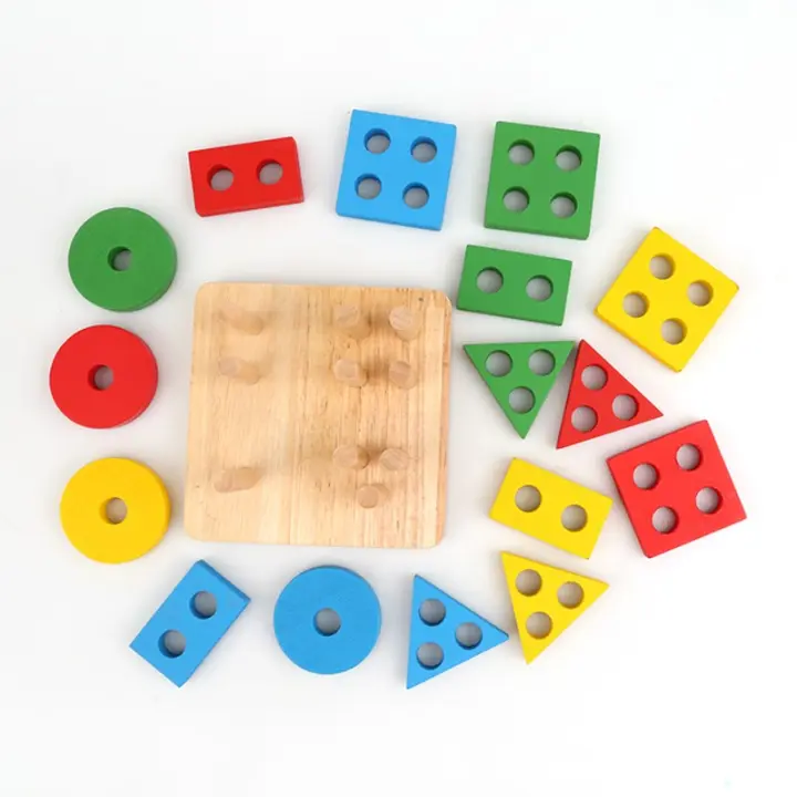 Juguetes Montessori De Madera Para Niños Bloques De Alineación Y Resolución De Problemas Educativos Juego De Coloración Y Reconocimiento De Colores Desarrollo De Habilidades Motoras Finas - 1