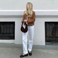 Chaqueta Casual Para Mujer ZBZA Marrón Vintage Con Pochetes Y Cuello En V Simple Breasted De Manga Larga Outerwear Slim Para Primavera Y Otoño - details 3