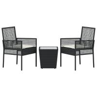 Conjunto Bistro de Jardín de 3 Piezas con Cojines en Ratan Sintético Negro - details 4