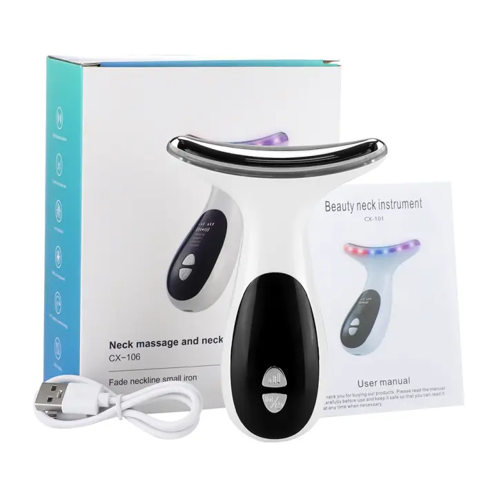 Dispositivo De Levantamiento Facial Y Cuello Con Corriente Microcorriente Calentada Terapia De Luz Roja LED Masajeador Facial Con Vibración Eliminador De Doble Mentón Rejuvenecimiento Y Acondicionamiento De Piel - 1