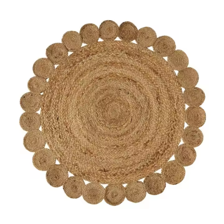 Dcasa Alfombra trenzada con círculos natural de yute de Ø 100 cm - 1