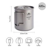 Taza De Titanio 420ml Con Manijas Plegables Para Camping Pesca Senderismo. Vaso Ligero De Agua Para Mochilas - details 4