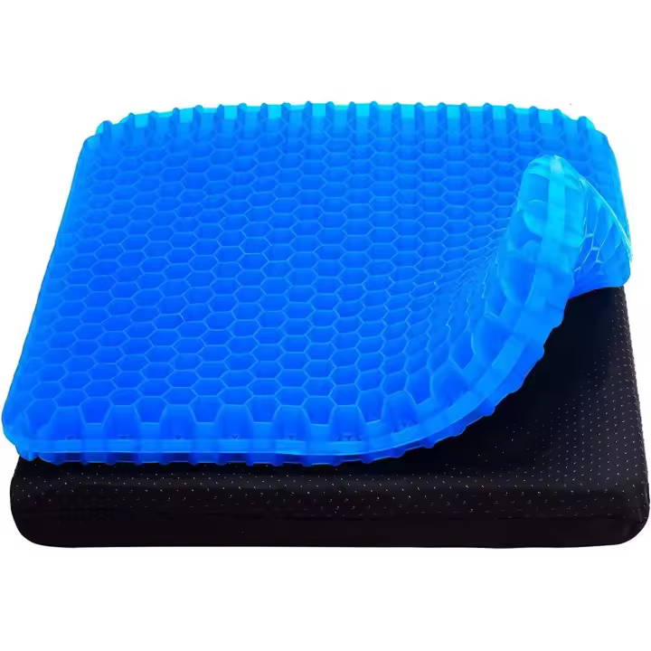 Cojín grande de gel para asiento, diseño de panal de abeja, cojín de gel doble grueso con alivio de la presión del dolor del coxis en la espalda, para coche, oficina, hogar, silla de ruedas y silla - 1