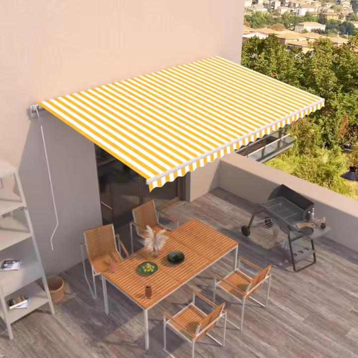 vidaXL Toldo retráctil automático amarillo y blanco 500x350 cm - 1