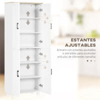 HOMCOM Alacena de Cocina Nórdico Mueble Aparador de Comedor Armario de Almacenaje de Cocina con 4 Puertas y Estantes Ajustables Antivuelco 60x30x170,5 cm Blanco - details 4