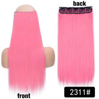 Extensiones De Cabello Sintético De 22 Pulgadas Unicas Con 5 Clips Textura Larga Y Recta Fibra De Alta Temperatura Color Negro Blanco Rojo - details 6