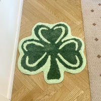 Alfombra Tufted De Hoja De Clove Verde 100% Acrílico Alfombrilla Antideslizante Absorbente Para Puerta Alfombra Geométrica Para Sala De Estar Area - details 6
