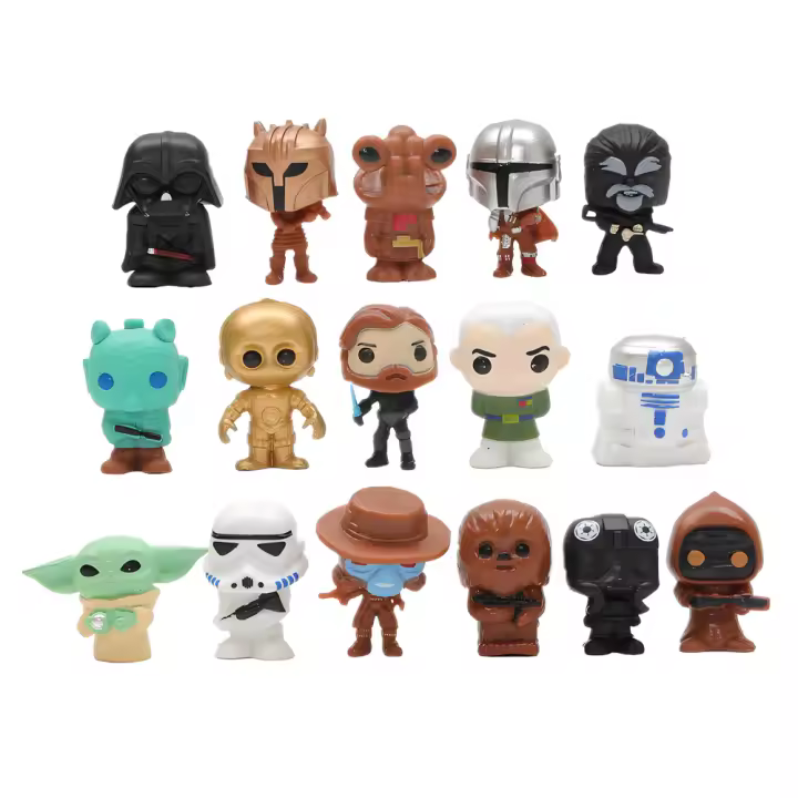 Juego De 16 Figuras Pequeñas Star Wars Mandalorian Anime Force Awakens Serie Negra Darth Vader Mini Juguetes Para Niños Regalo - 1