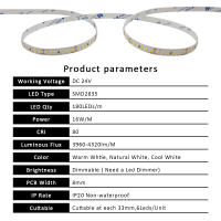 Tira De Luz LED SMD2835 DC24V 180LEDs/m 8mm 5M 10M WW CW NW Suave Barra De Lámpara Dimmable Iluminación Lineal Para Decoración De Habitaciones - details 1