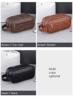 Bolsa De Viaje Para Hombres En Cuero Grande Con Múltiples Bolsillos Y Diseño Portátil Bolsa De Cosméticos De Negocios Con Cierre De Cremallera - details 6